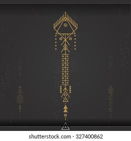 Geometric trendy hipster arrow. Religion, philosophy, spirituality, occultism symbols collection. isolated