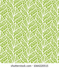 Geometric trendy leaves vector seamless pattern. Abstract symmetry vector texture. Leaf background.
