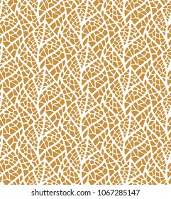 Geometric trendy leaves vector seamless pattern. Abstract symmetry vector texture. Leaf background.
