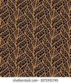 Geometric trendy leaves vector seamless pattern. Abstract symmetry vector texture. Leaf background.
