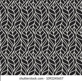 Geometric trendy leaves vector seamless pattern. Abstract symmetry vector texture. Leaf background.
