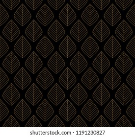Geometric trendy leaves vector seamless pattern. Abstract symmetry vector texture. Leaf background.