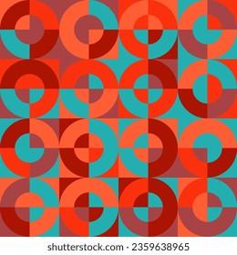 Geometric trendy pattern, Bauhaus style. Modern colorful background with simple elements. Retro texture with basic geometric shapes. Print design, minimalist poster cover. Vector illustration