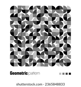 Geometric trendy pattern, Bauhaus style. Modern background with simple elements. Retro texture with basic geometric shapes. Print design, minimalist poster cover. Vector illustration