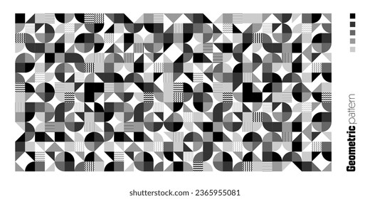 Geometrisches Trendmuster, Bauhaus-Stil. Moderner Hintergrund mit einfachen Elementen. Retro-Textur mit einfachen geometrischen Formen. Printdesign, minimalistische Plakatabdeckung. Vektorgrafik