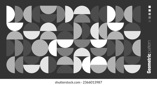 Geometric trendy pattern, Bauhaus style. Modern background with simple elements. Retro texture with basic geometric shapes. Print design, minimalist poster cover. Vector illustration