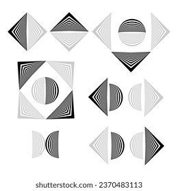 
Geometric trendy pattern, Bauhaus style. Modern background with simple elements. Retro texture with basic geometric shapes. Print design, minimalist poster cover. Vector illustration