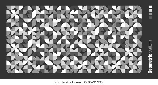 Geometric trendy pattern, Bauhaus style. Modern background with simple elements. Retro texture with basic geometric shapes. Print design, minimalist poster cover. Vector illustration