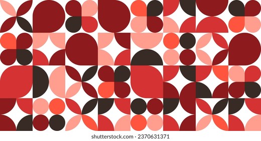 Geometric trendy pattern, Bauhaus style. Modern colorful background with simple elements. Retro texture with basic geometric shapes. Print design, minimalist poster cover. Vector illustration