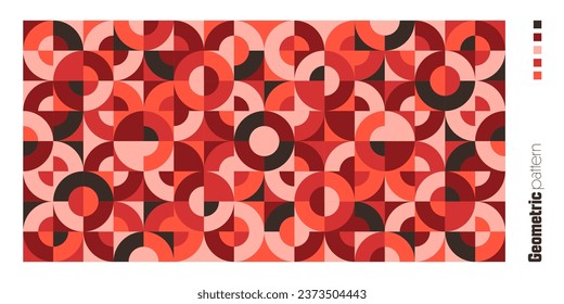 Geometric trendy pattern, Bauhaus style. Modern colorful background with simple elements. Retro texture with basic geometric shapes. Print design, minimalist poster cover. Vector illustration