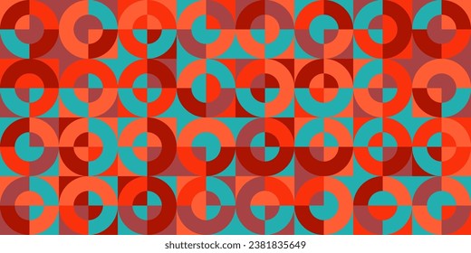 Patrón geométrico de moda, estilo Bauhaus. Fondo colorido moderno con elementos sencillos. Textura retro con formas geométricas básicas. Diseño de impresión, portada de póster minimalista. Ilustración del vector
