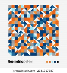 Geometric trendy pattern, Bauhaus style. Modern colorful background with simple elements. Retro texture with basic geometric shapes. Print design, minimalist poster cover. Vector illustration