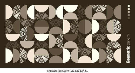 Geometric trendy pattern, Bauhaus style. Modern background with simple elements. Retro texture with basic geometric shapes. Print design, minimalist poster cover. Vector illustration