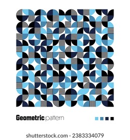Geometric trendy pattern, Bauhaus style. Modern background with simple elements. Retro texture with basic geometric shapes. Print design, minimalist poster cover. Vector illustration