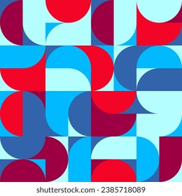 Geometric trendy pattern, Bauhaus style. Modern colorful background with simple elements. Retro texture with basic geometric shapes. Print design, minimalist poster cover. Vector illustration