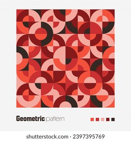 Geometric trendy pattern, Bauhaus style. Modern colorful background with simple elements. Retro texture with basic geometric shapes. Print design, minimalist poster cover. Vector illustration