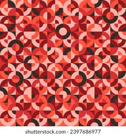 Geometric trendy pattern, Bauhaus style. Modern colorful background with simple elements. Retro texture with basic geometric shapes. Print design, minimalist poster cover. Vector illustration