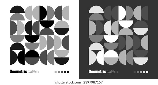 Geometric trendy pattern, Bauhaus style. Modern background with simple elements. Retro texture with basic geometric shapes. Print design, minimalist poster cover. Vector illustration