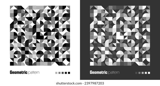 Geometrisches Trendmuster, Bauhaus-Stil. Moderner Hintergrund mit einfachen Elementen. Retro-Textur mit einfachen geometrischen Formen. Printdesign, minimalistische Plakatabdeckung. Vektorgrafik