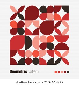 Geometric trendy pattern, Bauhaus style. Modern colorful background with simple elements. Retro texture with basic geometric shapes. Print design, minimalist poster cover. Vector illustration