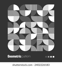 Geometric trendy pattern, Bauhaus style. Modern background with simple elements. Retro texture with basic geometric shapes. Print design, minimalist poster cover. Vector illustration