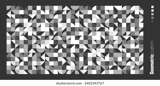Geometric trendy pattern, Bauhaus style. Modern background with simple elements. Retro texture with basic geometric shapes. Print design, minimalist poster cover. Vector illustration