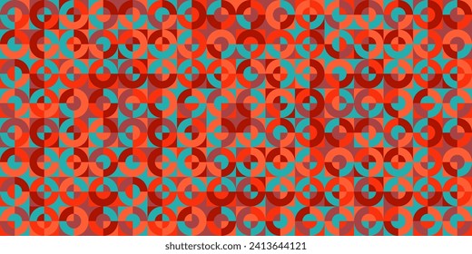 Geometric trendy pattern, Bauhaus style. Modern colorful background with simple elements. Retro texture with basic geometric shapes. Print design, minimalist poster cover. Vector illustration