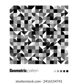 Geometric trendy pattern, Bauhaus style. Modern background with simple elements. Retro texture with basic geometric shapes. Print design, minimalist poster cover. Vector illustration