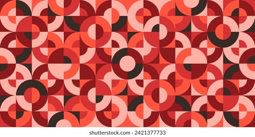 Geometric trendy pattern, Bauhaus style. Modern colorful background with simple elements. Retro texture with basic geometric shapes. Print design, minimalist poster cover. Vector illustration