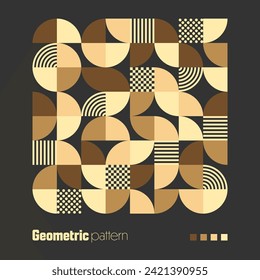 Geometrisches Trendmuster, Bauhaus-Stil. Moderner bunter Hintergrund mit einfachen Elementen. Retro-Textur mit einfachen geometrischen Formen. Printdesign, minimalistische Plakatabdeckung. Vektorgrafik