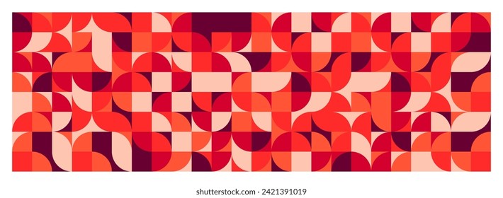 Geometric trendy pattern, Bauhaus style. Modern colorful background with simple elements. Retro texture with basic geometric shapes. Print design, minimalist poster cover. Vector illustration