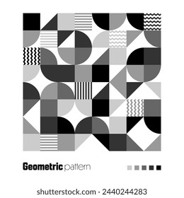 Patrón geométrico de moda. Fondo moderno con elementos simples. Textura retro con formas geométricas básicas. Diseño de impresión, cubierta de póster minimalista. Ilustración de vector