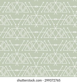 Geometric trendy seamless pattern on olive green