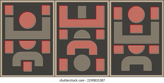 Geometric trendy set of modern posters. Abstract Wall Art. Digital Interior Decoration Art.