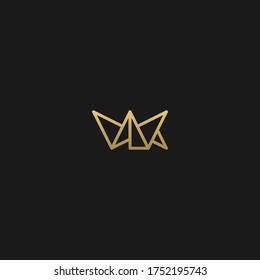 Geometric trendy unique artistic black and golden color VK KV V K initial based letter icon logo.