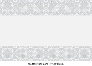 Geometric trendy white background. Volumetric composition of a relief pattern. Horizontal inserts with 3D effect of a convex shape with ethnic elements for design and decor.