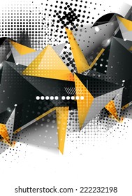 Geometric triangle 3d design, abstract background. Hi-tech, business or vintage layout