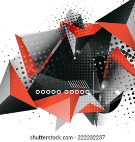 Geometric triangle 3d design, abstract background. Hi-tech, business or vintage layout