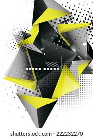 Geometric triangle 3d design, abstract background. Hi-tech, business or vintage layout