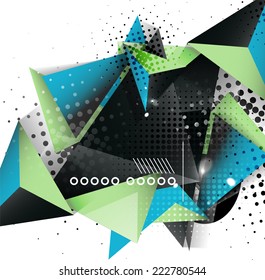 Geometric triangle 3d design, abstract background. Hi-tech, business or vintage layout