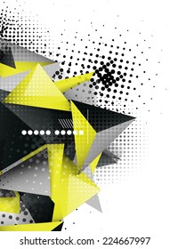 Geometric triangle 3d design, abstract background. Hi-tech, business or vintage layout