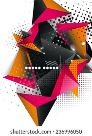 Geometric triangle 3d design, abstract background. Hi-tech, business or vintage layout