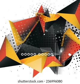 Geometric triangle 3d design, abstract background. Hi-tech, business or vintage layout