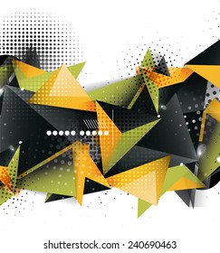 Geometric triangle 3d design, abstract background. Hi-tech, business or vintage layout