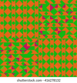 geometric triangle abstract orange, green, violet background pattern in vector