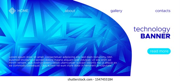 Geometric Triangle Background. Blue Futuristic Brochure. Gradient Science Landing Page. Digital Polygon Banner. Geometric Triangle Landing Page. Technology Wallpaper. Geometric Triangle Pattern.