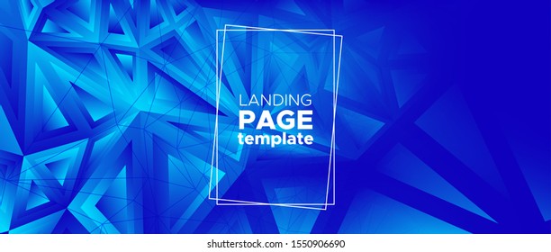 Geometric Triangle Background. Blue Futuristic Brochure. Bright Science Landing Page. Digital Polygon Pattern. Geometric Triangle Landing Page. Technology Wallpaper. Geometric Triangle Banner.