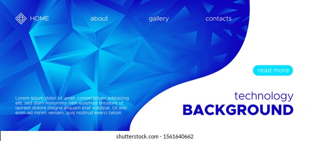 Geometric Triangle Background. Blue Technology Wallpaper. Bright Science Landing Page. Graphic Polygon Pattern. Geometric Triangle Landing Page. Futuristic Brochure. Geometric Triangle Banner.