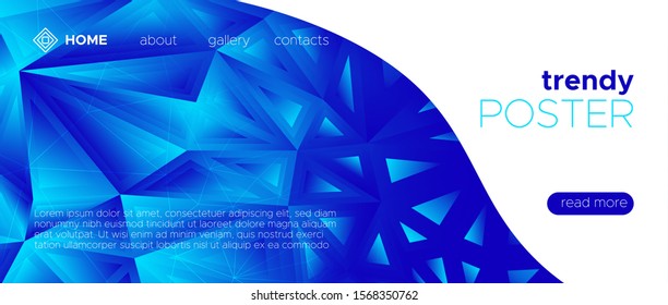 Geometric Triangle Background. Blue Technology Wallpaper. Light Science Landing Page. Graphic Polygon Banner. Geometric Triangle Landing Page. Futuristic Brochure. Geometric Triangle Pattern.