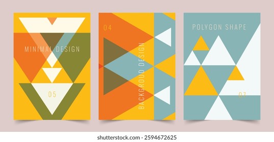 Geometric Triangle Backgrounds, dynamic vector background with bold geometric shapes and abstract patterns, Modern poster background vector set